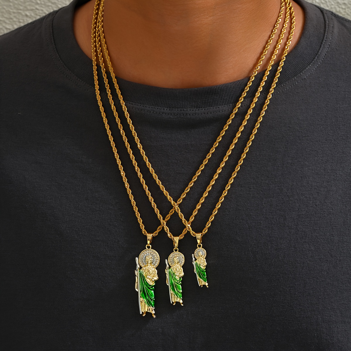 Men's 18K Plated St. Jude Pendant Necklace